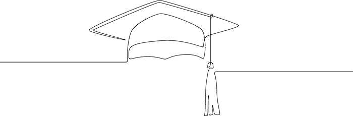 Single line drawing of graduation hat